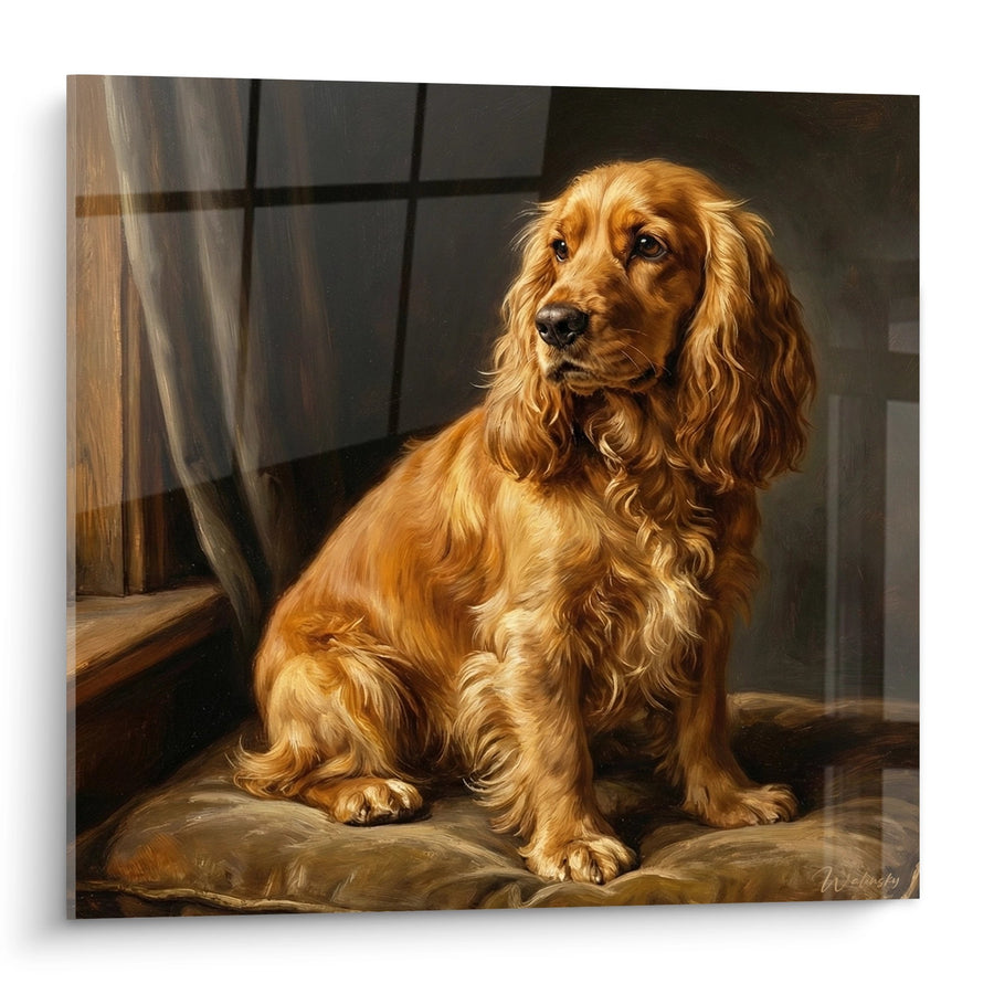 Red Cocker with Golden Curls Painting - Aristocratic Portrait - English Cocker Edition