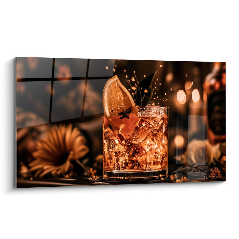 Tableau Verre ambré à l'orange et badiane - Veillée dorée - Edition Cocktail