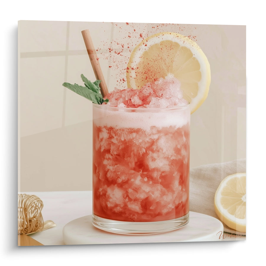 Tableau Cocktail glacé corail et citron givré - Pause rafraîchissante - Edition Cocktail