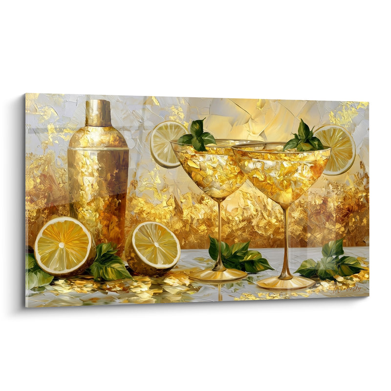 Tableau Coupes dorées aux rondelles de citron - Toast doré - Edition Cocktail
