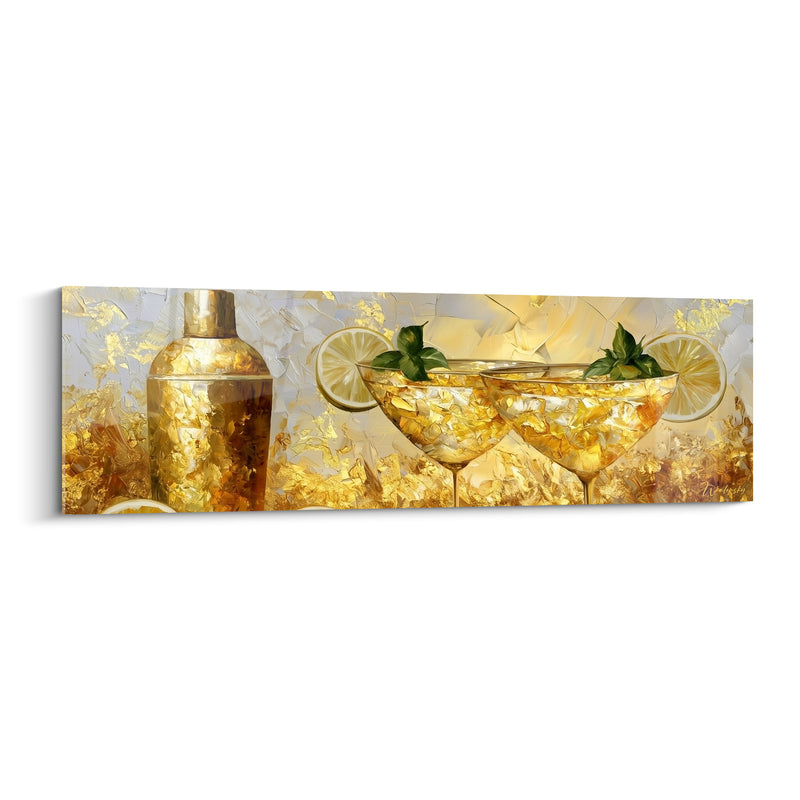 Tableau Coupes dorées aux tranches de citron - Instant d'effervescence - Edition Cocktail