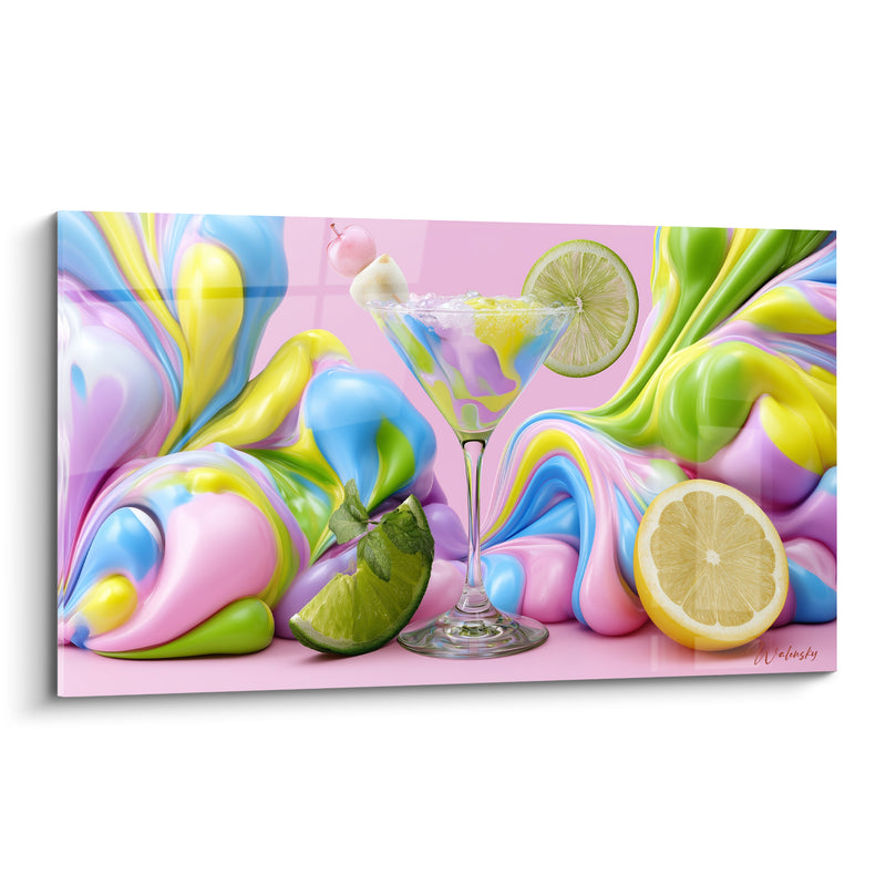 Tableau Verre à martini givré aux vagues pastel - Éclat sucré glacé - Edition Cocktail