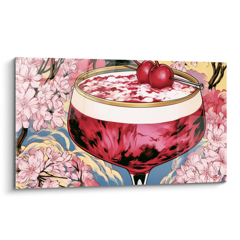 Tableau Cocktail rouge et rose aux cerises - Douceur printanière - Edition Cocktail