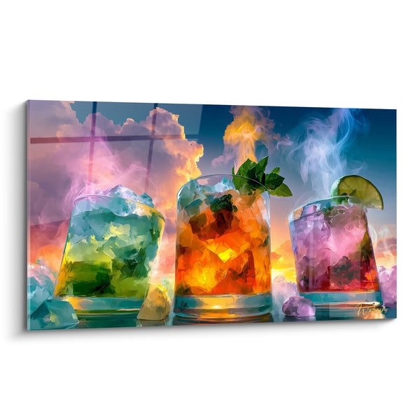 Vibrant Three Cocktails Painting - Festive Vapors - Cocktail Edition
