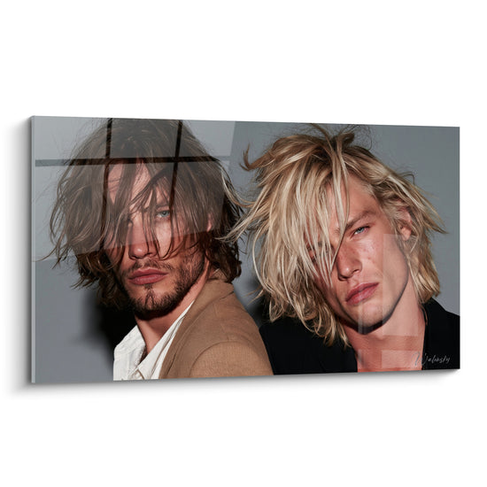 Tableau Deux hommes chevelure brune et blonde - Duo de caractère - Edition Coiffure