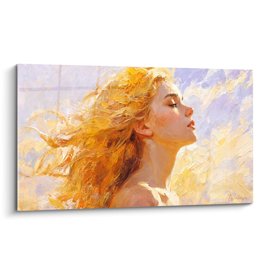 Tableau Chevelure dorée aux reflets mauves - Souffle doré - Edition Coiffure