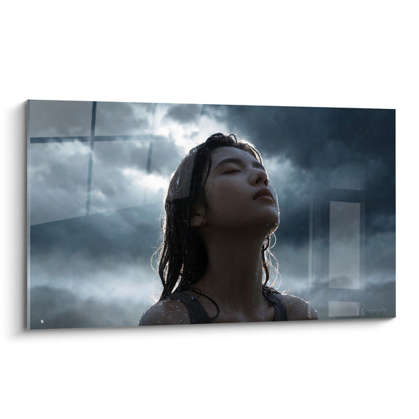 Tableau Femme aux cheveux noirs mouillés sous la pluie - Souffle d'orage - Edition Coiffure