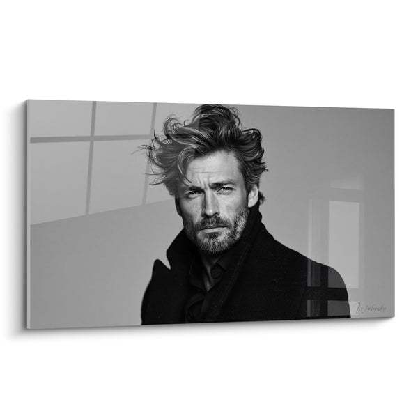 Tableau Homme mèches noir et blanc décoiffées - Rafale de caractère - Edition Coiffure