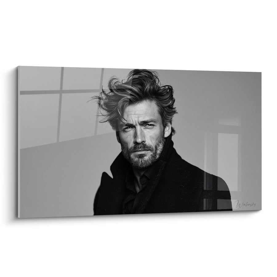 Tableau Homme mèches noir et blanc décoiffées - Rafale de caractère - Edition Coiffure