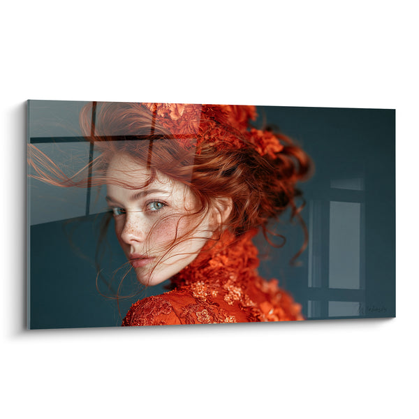Tableau Femme rousse à chevelure flamboyante ébouriffée - Souffle ardent - Edition Coiffure