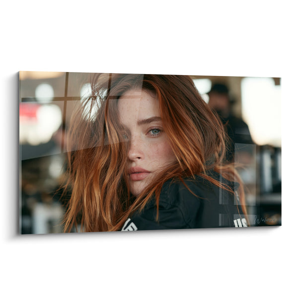 Tableau Femme rousse cuivré et noir - Regard suspendu - Edition Coiffure