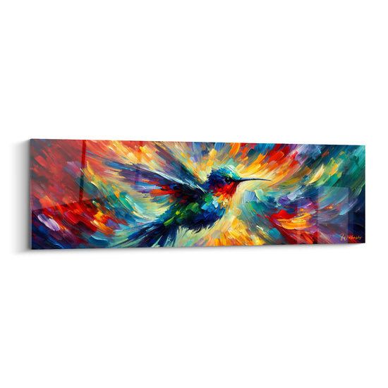 Tableau Colibri bleu et jaune dans une explosion picturale - Éclat solaire - Edition Colibri