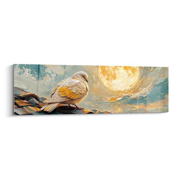 Tableau Colombe dorée perchée sous une lune - Veillée sous la lune - Edition Colombe