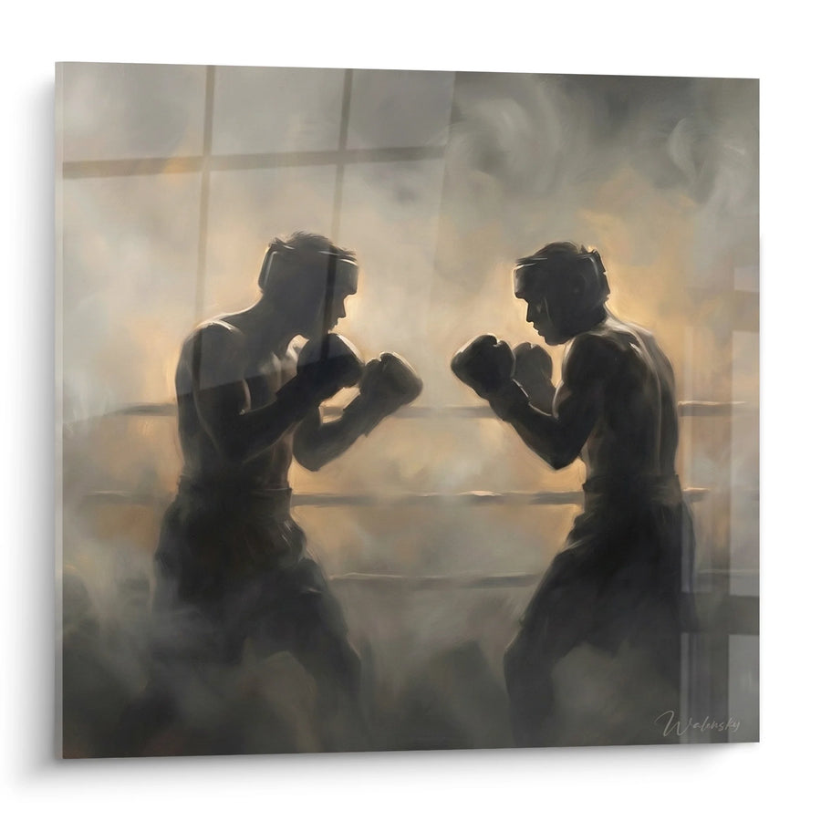 Tableau Combat de Boxeurs - Affrontement dans la Brume - Edition Boxe