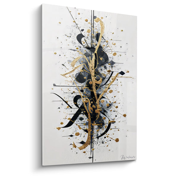 Abstracte compositie - Explosieve gouden fusie - kalligrafie editie
