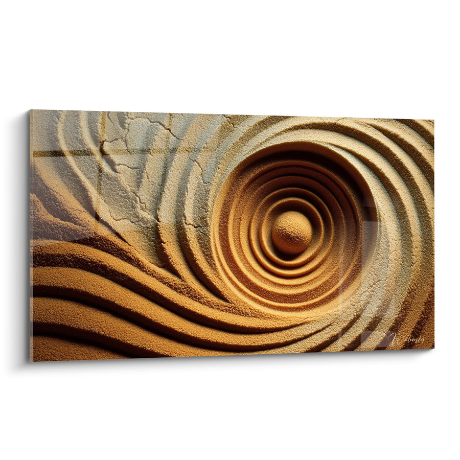 Tableau Concentriques de Sable aux Tons Dorés et Ocre - Cercles Naturels - Edition Sable