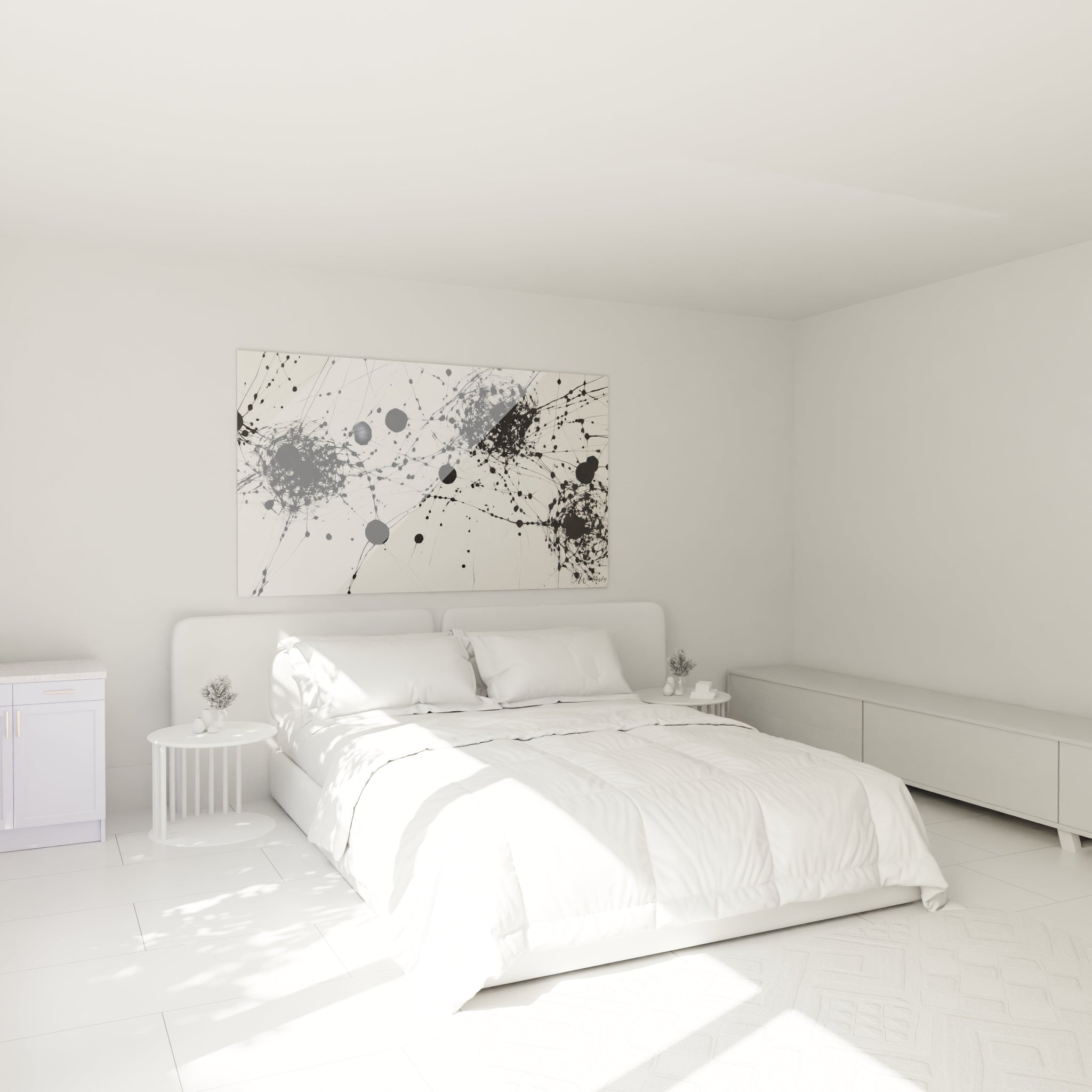 Tableau tacheté noir et blanc de Walensky, décor moderne pour chambre lumineuse
