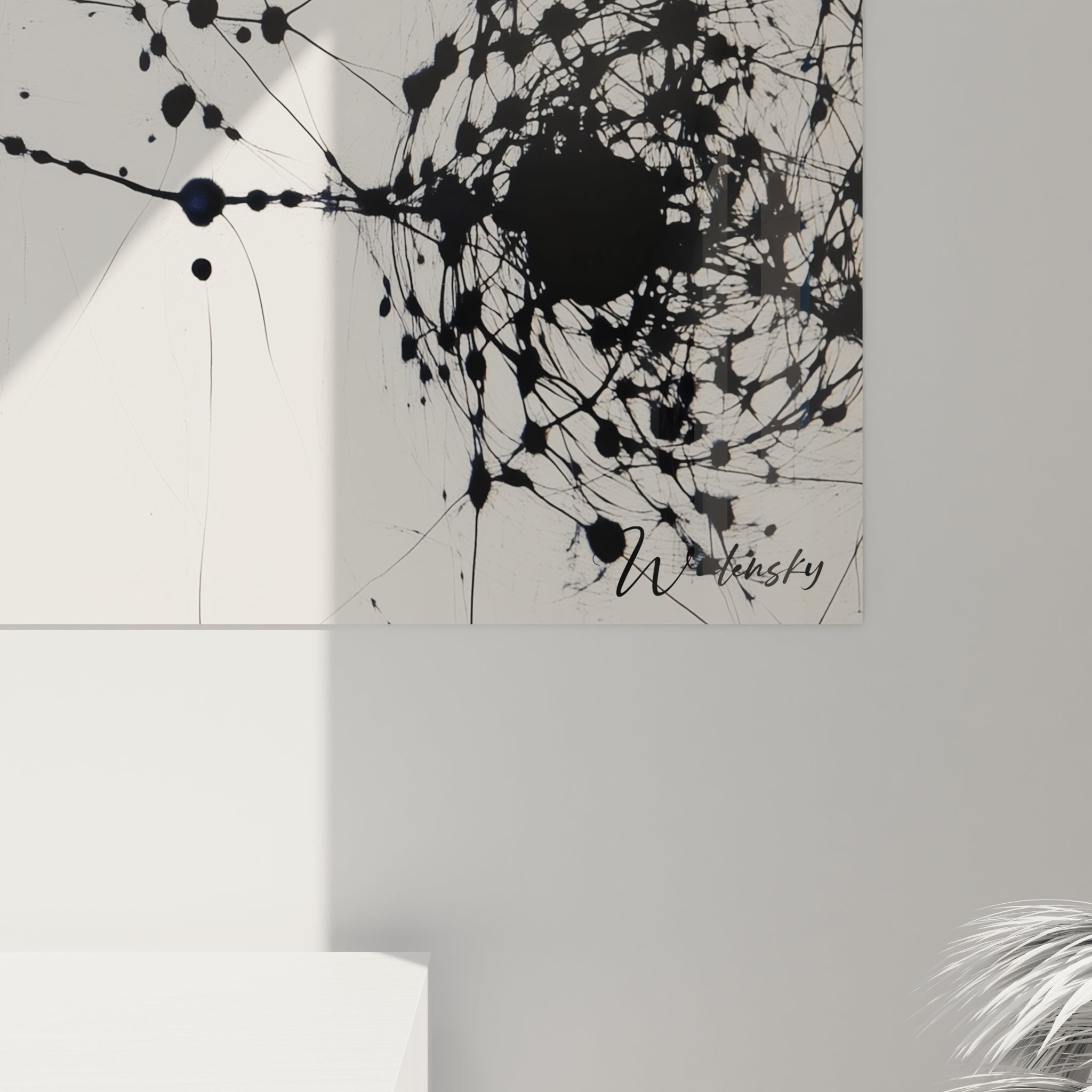 Tableau tacheté noir et blanc de Walensky avec motifs abstraits pour une décoration moderne