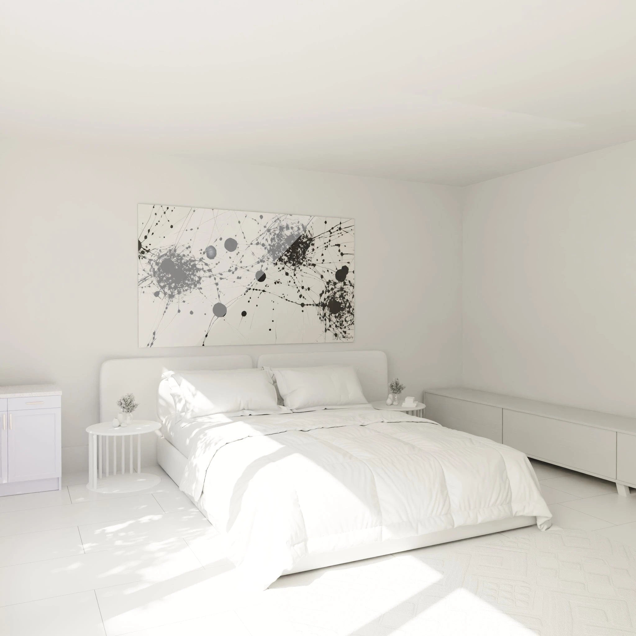 Tableau tacheté noir et blanc de Walensky, décor moderne pour chambre lumineuse
