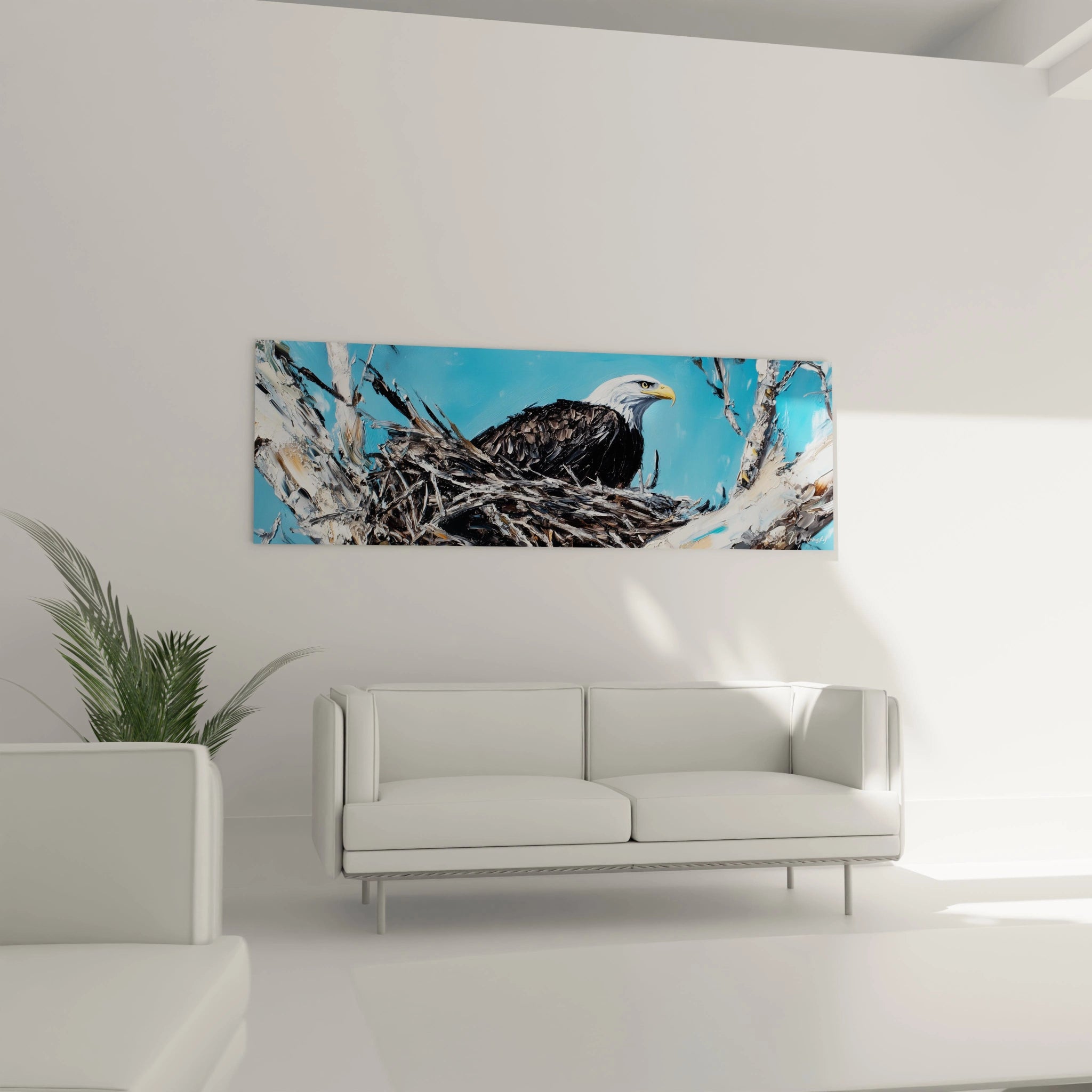 Tableau aigle de Walensky avec un aigle dans son nid sur fond de ciel bleu