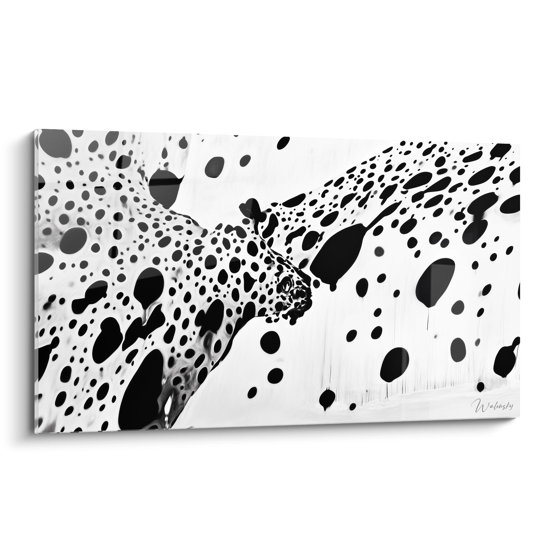 Tableau tacheté noir et blanc de Walensky avec des motifs uniques et contemporains