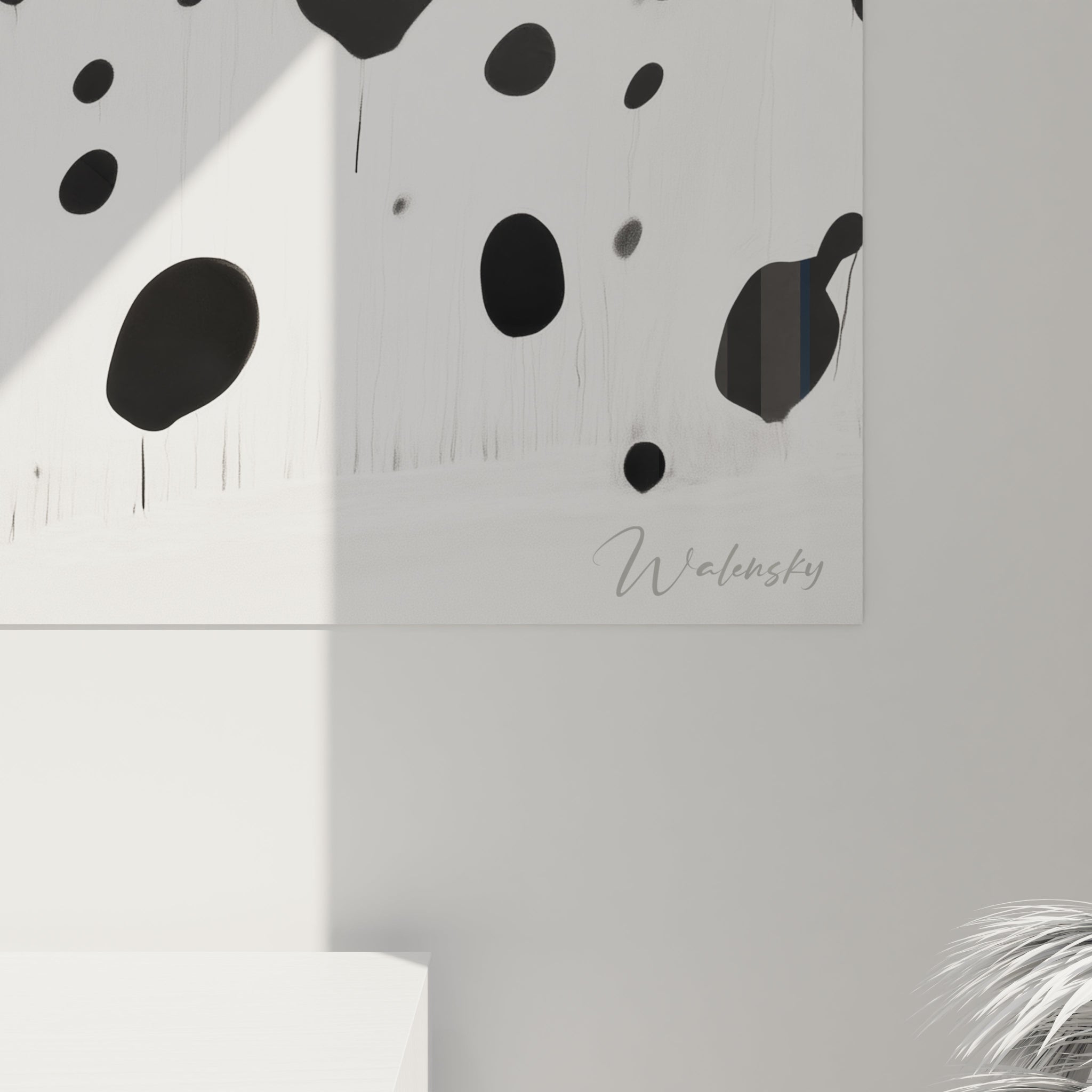Tableau tacheté noir et blanc de Walensky avec des motifs modernes et élégants