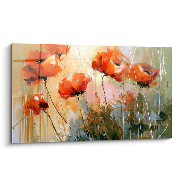 Orange Poppies in a Bright Field Painting - Golden Summer Breath - Poppy Edition
