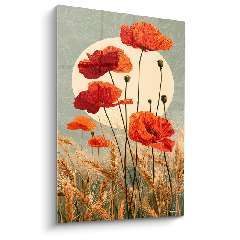 Tableau Coquelicots rouges dans un champ de blé doré - Douceur des moissons - Edition Coquelicot