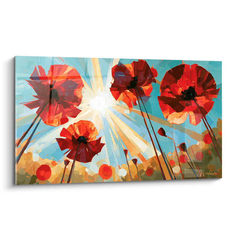 Tableau Coquelicots rouges vus vers le soleil - Éclaboussure de lumière - Edition Coquelicot