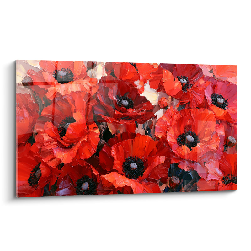Tableau Coquelicots rouges et noirs en pleine floraison - Floraison ardente - Edition Coquelicot