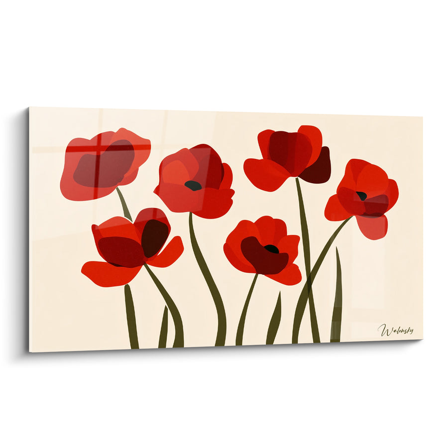 Tableau Coquelicots rouges sur fond ivoire - Danse champêtre - Edition Coquelicot