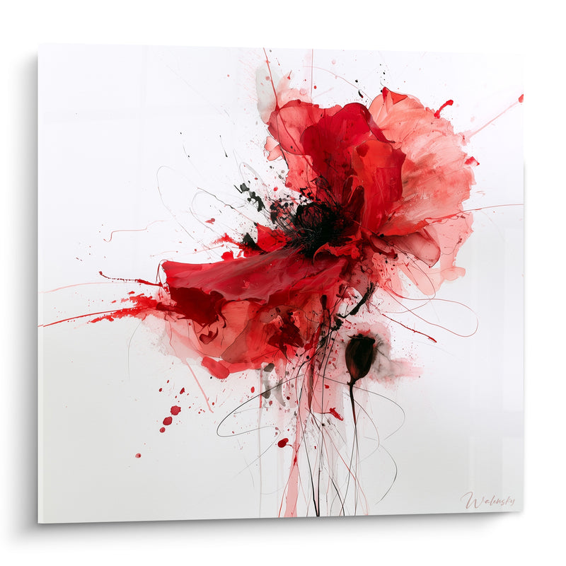 Tableau Coquelicot rouge et noir aux éclaboussures - Élan spontané - Edition Coquelicot