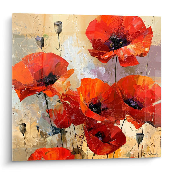 Red and Orange Poppies in Full Bloom - Summer Breath - Poppy Edition