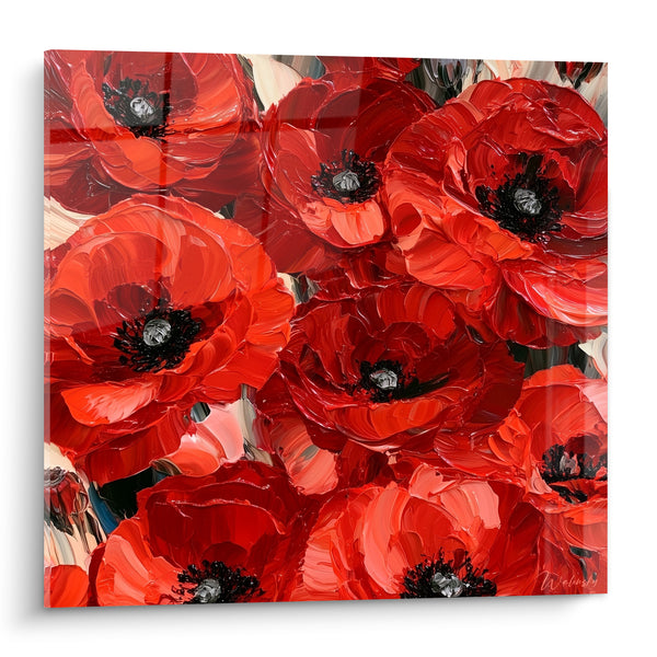 Red Poppies with Black Hearts Painting - Summer Bloom - Poppy Edition