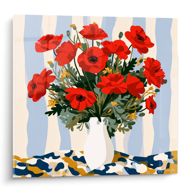 Tableau Bouquet coquelicots vase blanc - Éclosion de printemps - Edition Coquelicot