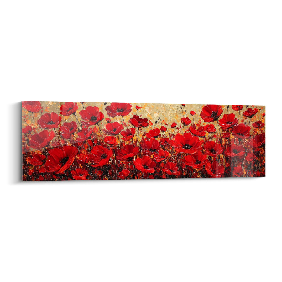 Obraz Pola Maku Coquelicots Czerwonych Panoramiczny - Blask Purpurowy - Edycja Feng Shui Południe Ogień