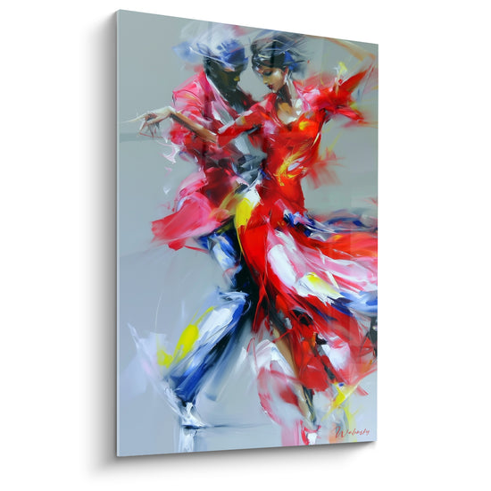 Tableau Danseurs de tango rouge et bleu - Passion en mouvement - Edition Corps abstrait