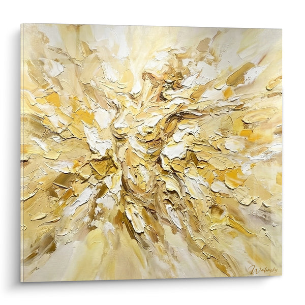 Tableau Éclat doré aux reliefs texturés - Souffle solaire - Edition corps abstrait