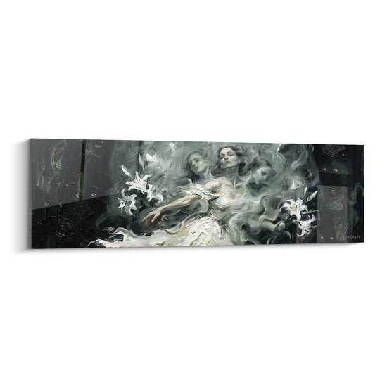 Tableau Femme voilée aux lys blancs - Apparition nocturne - Edition corps abstrait
