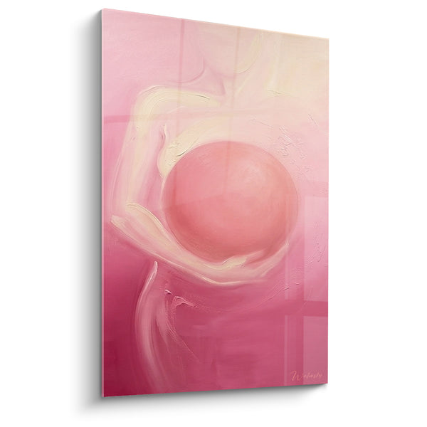 Tableau Silhouette maternelle aux tons rose et ivoire - Attente tendre - Edition corps abstrait
