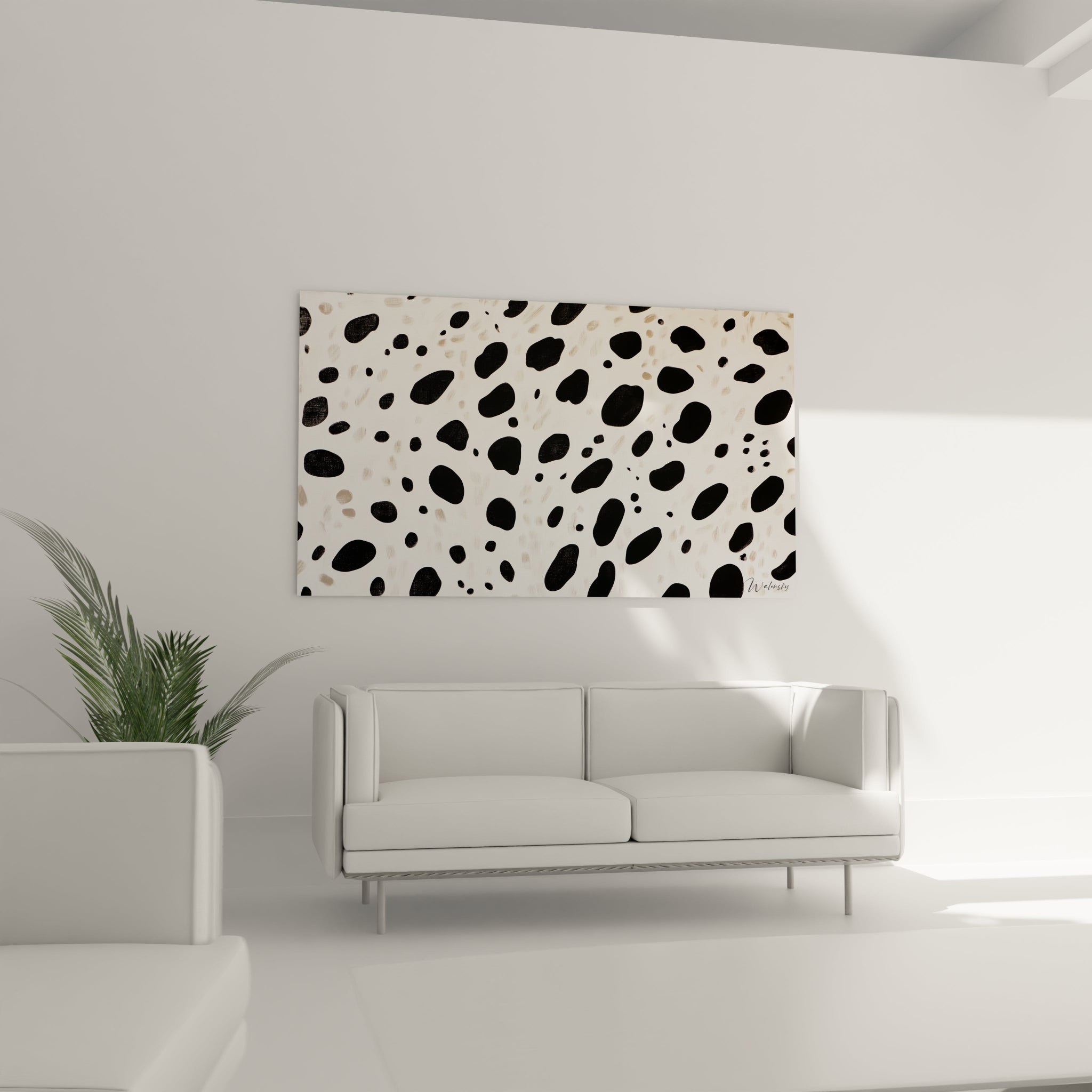 Tableau tacheté noir et blanc de Walensky pour une décoration moderne et stylée