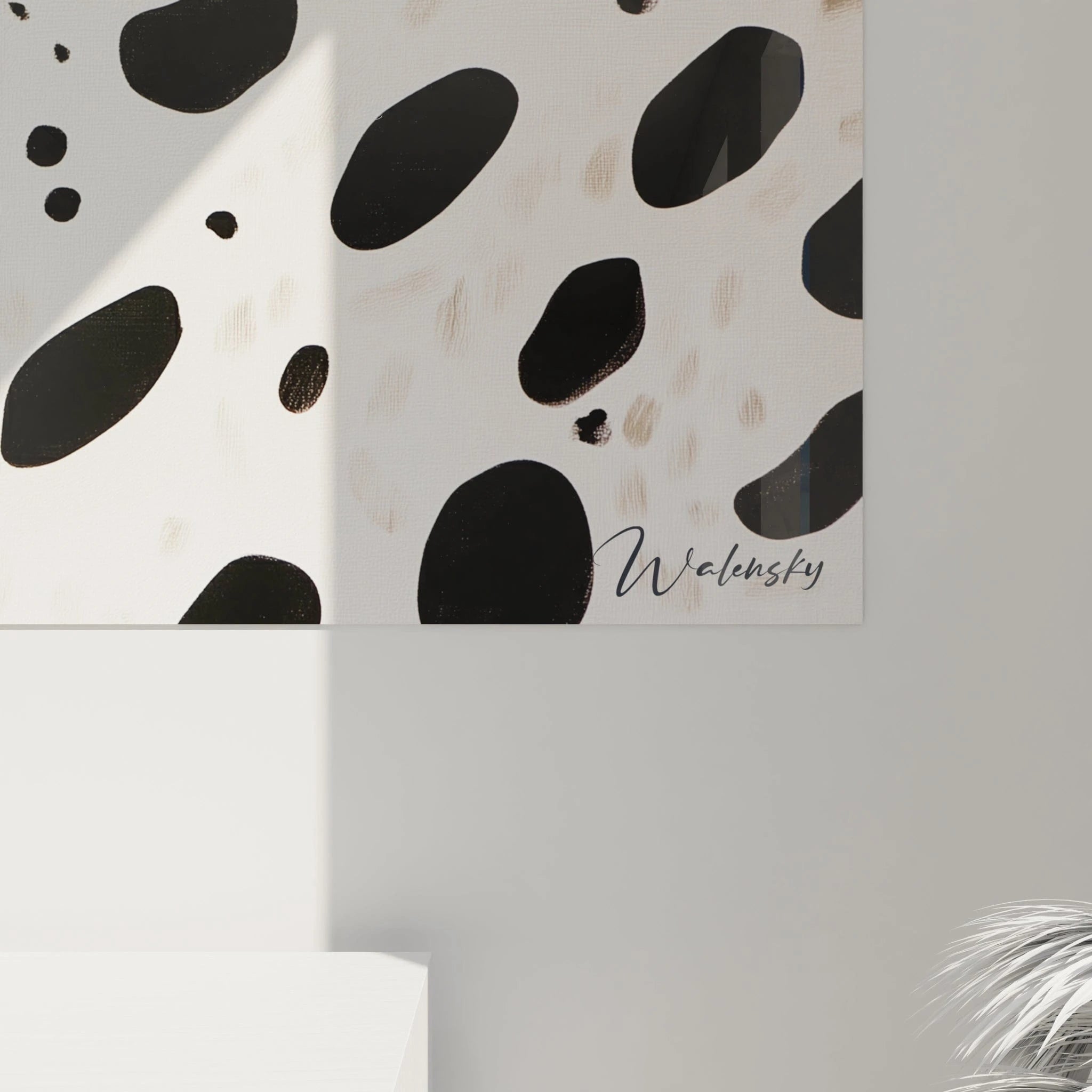 Tableau tacheté noir et blanc de Walensky, ajoutant une touche moderne à votre décoration intérieure