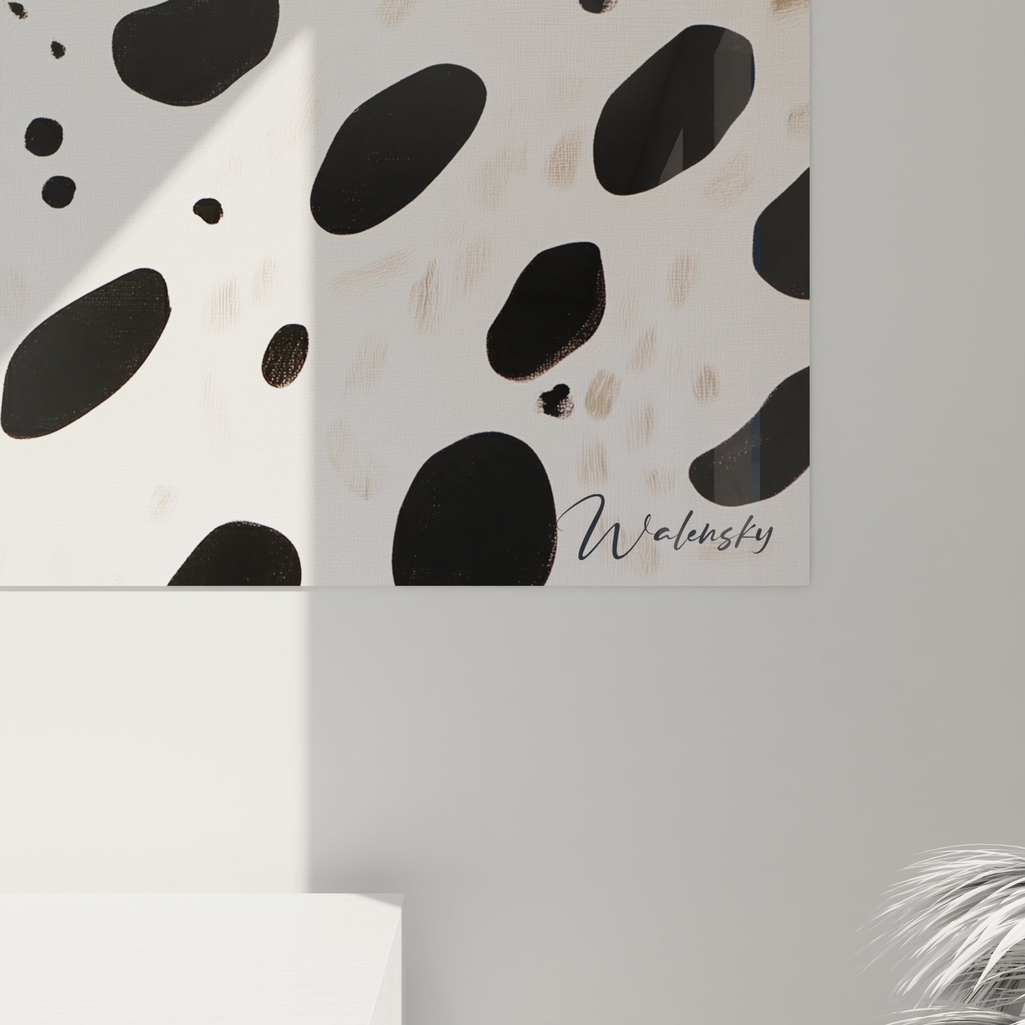 Tableau tacheté noir et blanc de Walensky, ajoutant une touche moderne à votre décoration intérieure