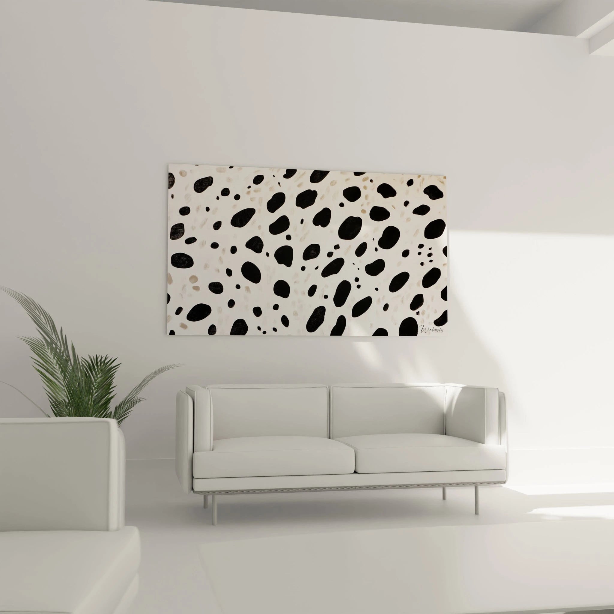 Tableau tacheté noir et blanc de Walensky pour une décoration moderne et stylée