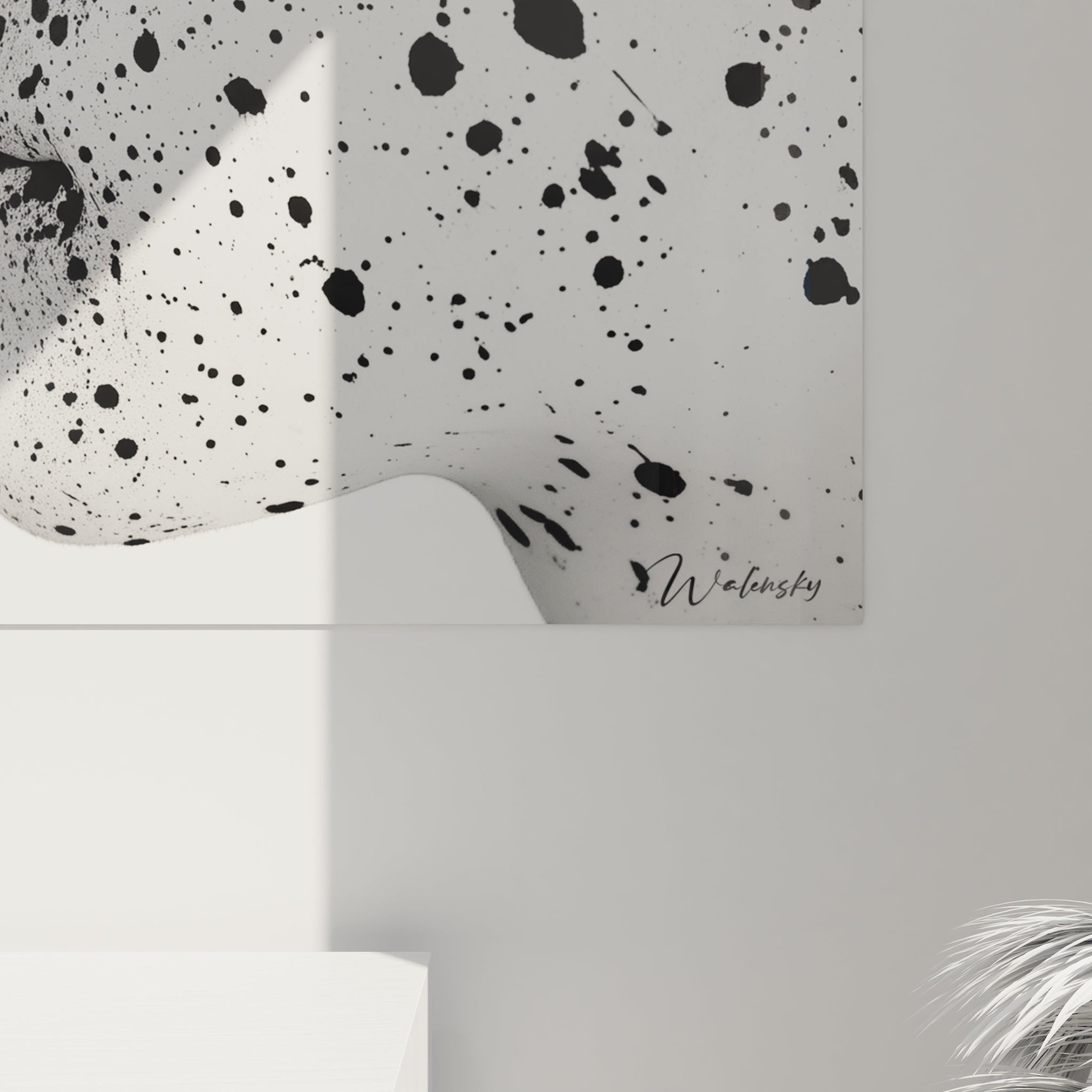 Tableau visage noir et blanc de Walensky avec taches d'encre créatives et modernes