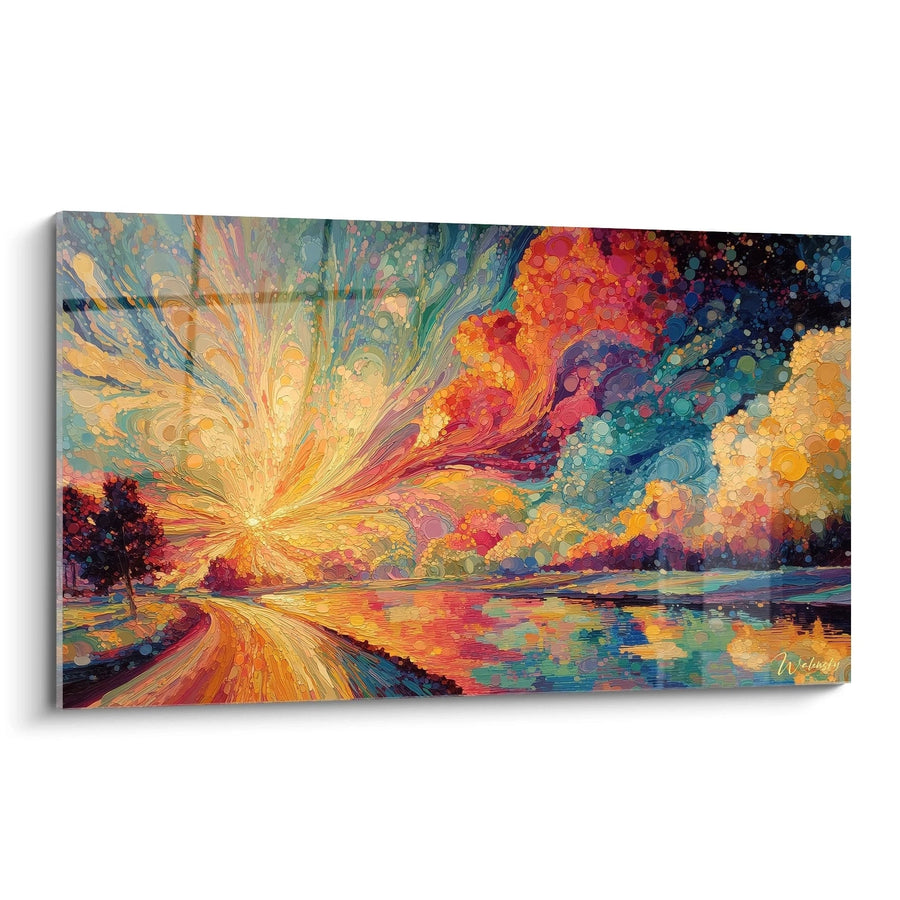 Tableau Coucher de soleil Points de feu - édition pointillisme