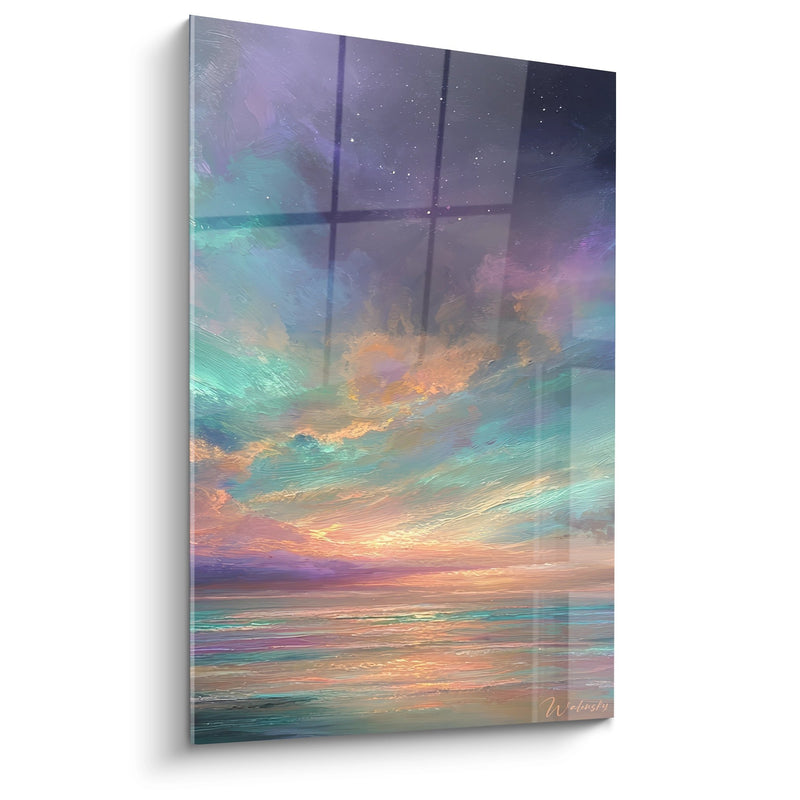 Ocean Sunset Painting - Celestial Symphony - Northern Lights Edition