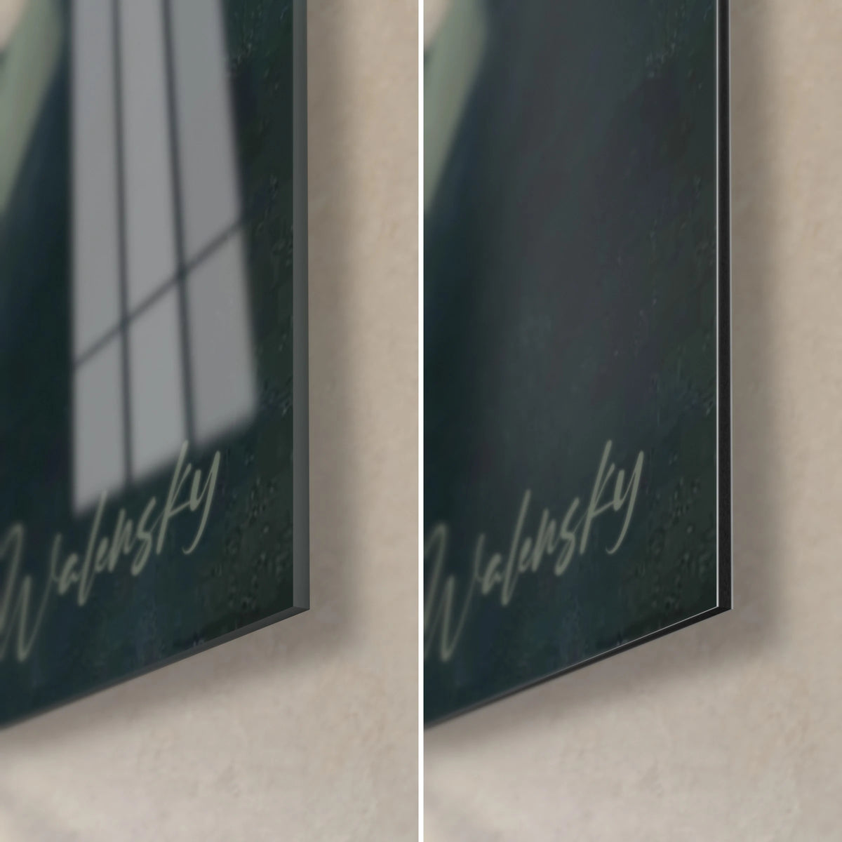 Gemälde blasse Zecher, untere rechte Ecke: Signatur Walensky, glänzendes Acrylglas und 3 mm Dibond-Kante
