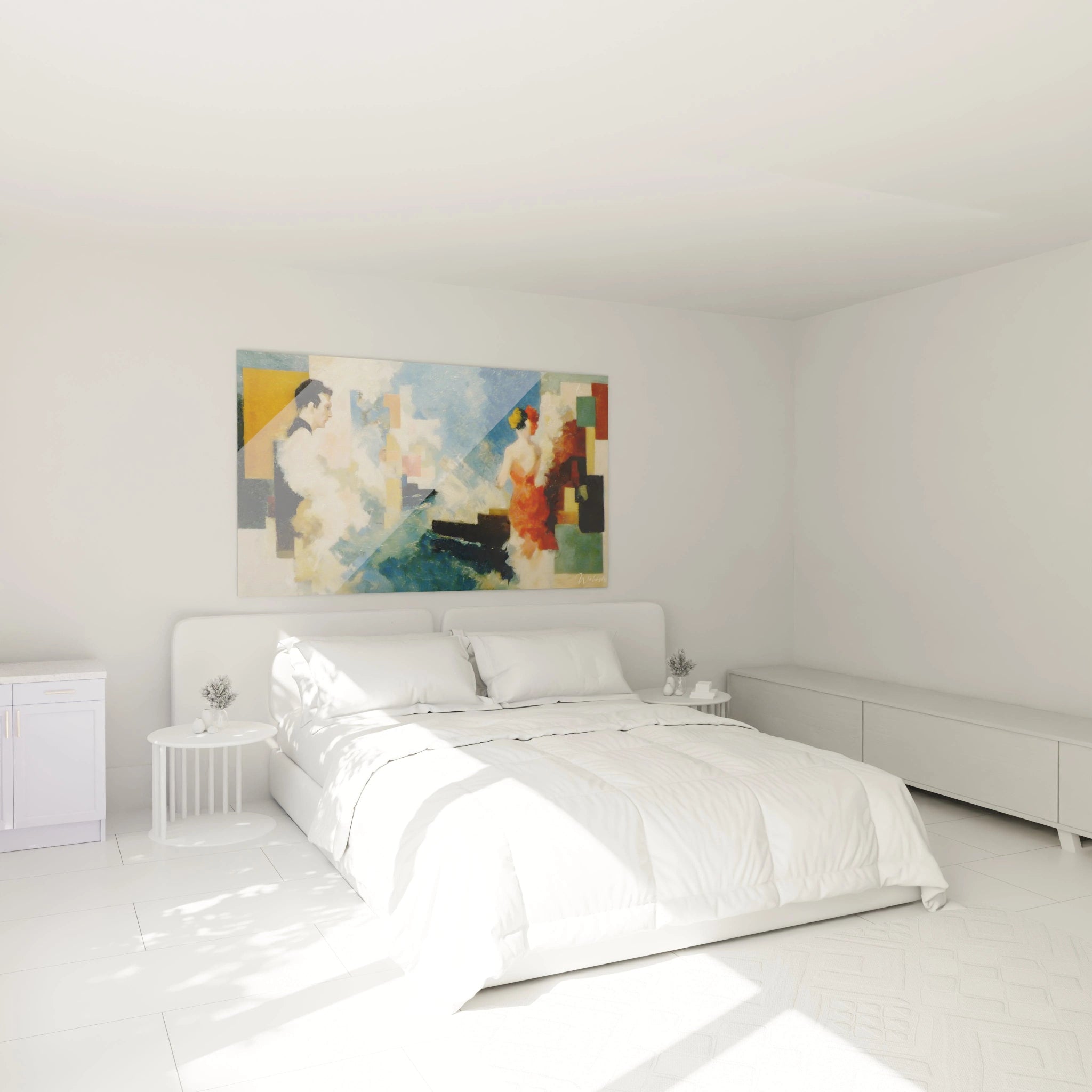 tableau art couple dadaïsme Walensky tableau mural abstrait couleur vintage au dessus du lit