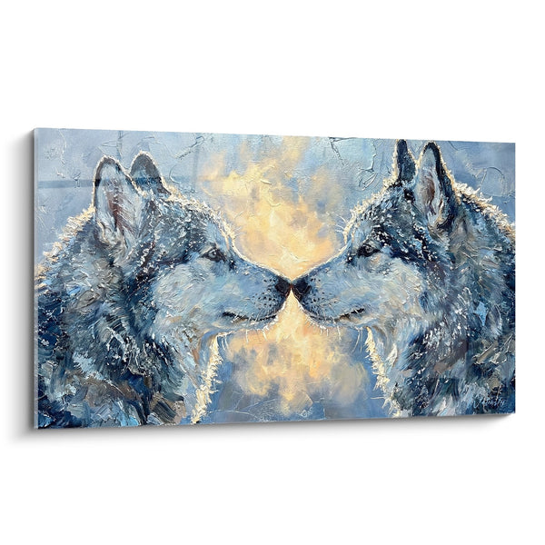 Hundebild Husky-Paar mit berührenden Schnauzen - Arktische Zärtlichkeit - Sibirischer Husky Edition